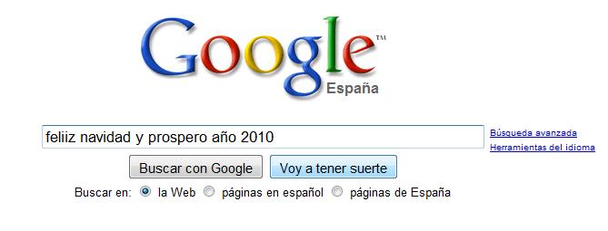 google feliz navidad y prospero 2010 Felicitación SEO
